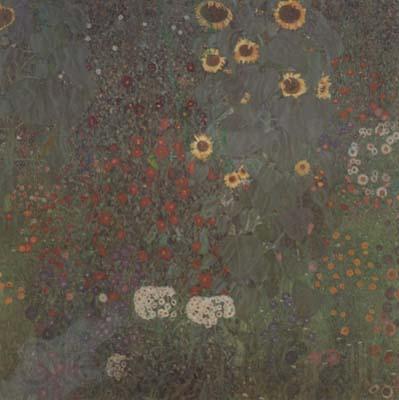 Gustav Klimt Farm Garden with Sunflowers (mk20) Norge oil painting art
